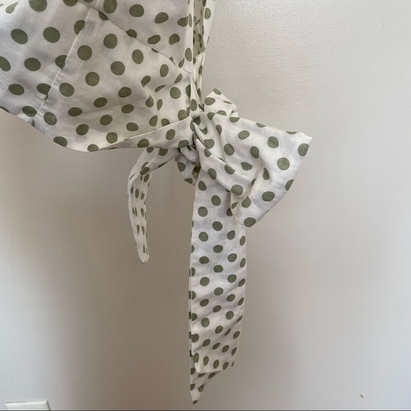 Zara Ecru Tie-back Polka Dot Cropped Top M - Picture 10 of 14